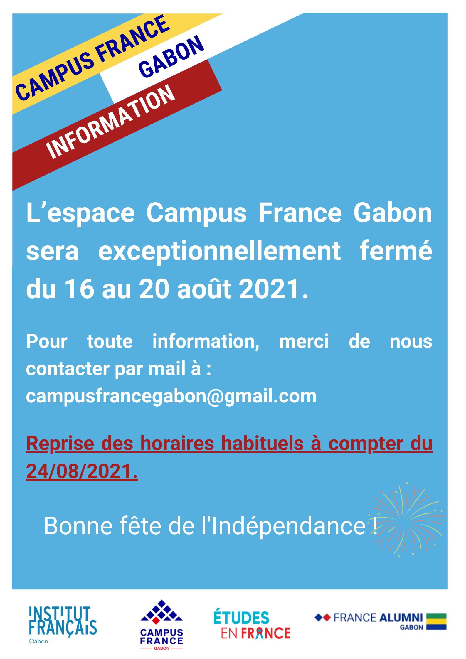 Fermeture de l'espace Campus France Gabon  Campus France